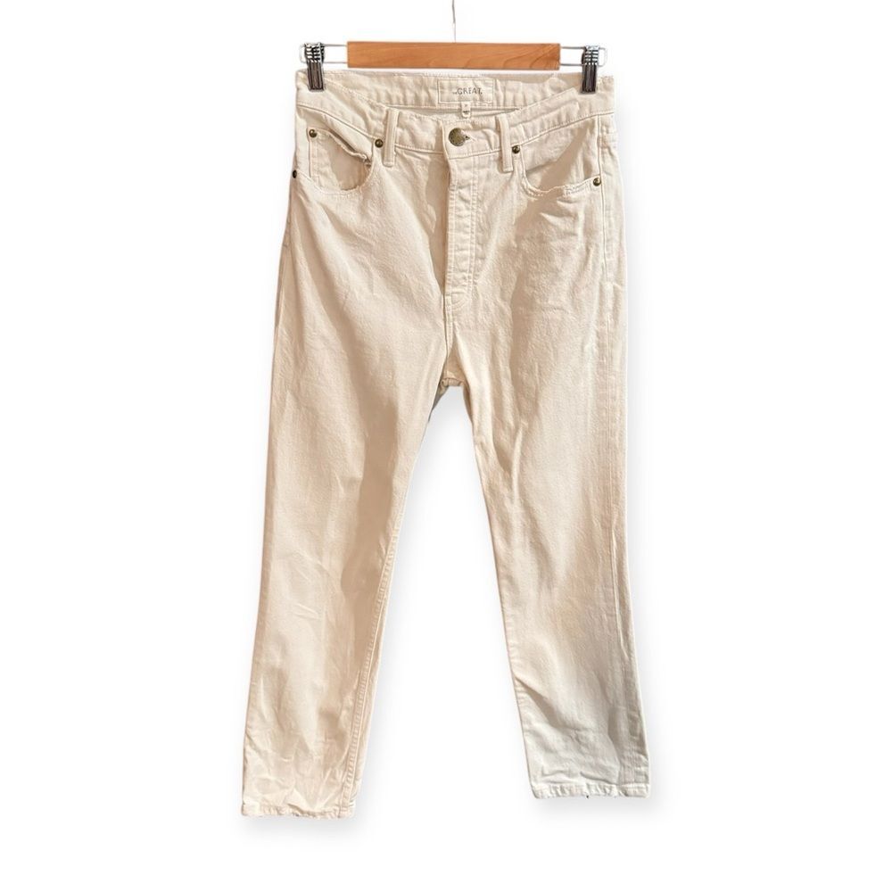 The GREAT Size 27 The Straight A Distressed Beige Off White Jeans